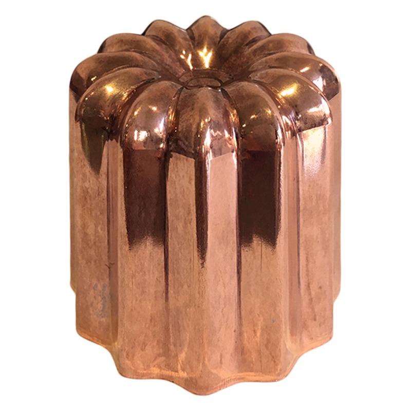 Moule à cannelés en cuivre étamé poli Ø 55 mm – Cassonade Bordeaux